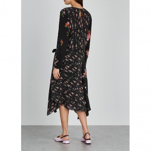 Preen Line Asymmetrical Floral Midi Dress