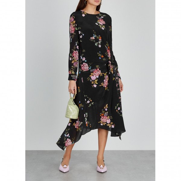 Preen Line Asymmetrical Floral Midi Dress