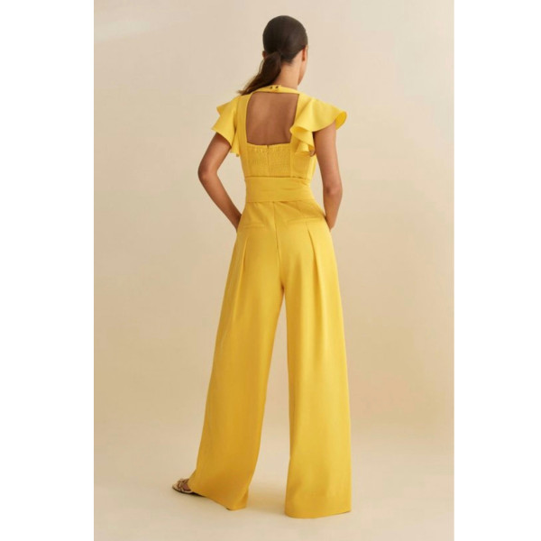 ME+EM Frill Belted Crepe Jumpsuit