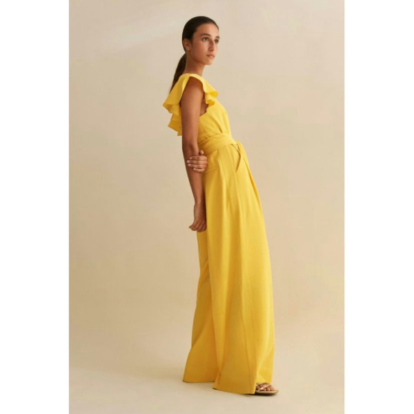 ME+EM Frill Belted Crepe Jumpsuit