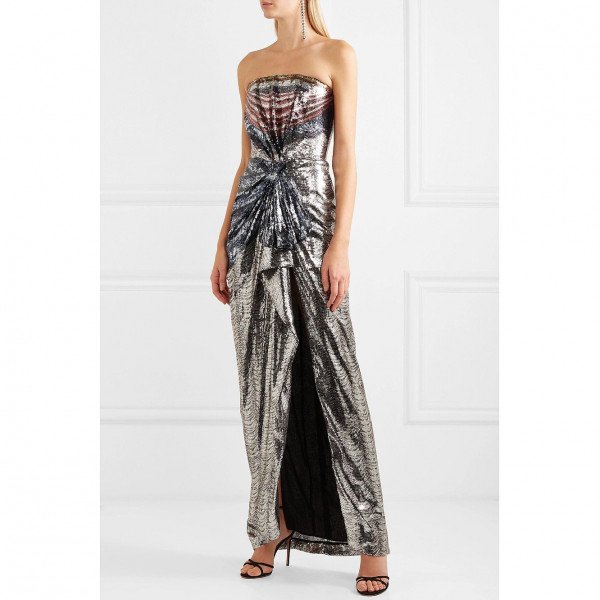 Mary Katrantzou Consort Draped Sequin Dress