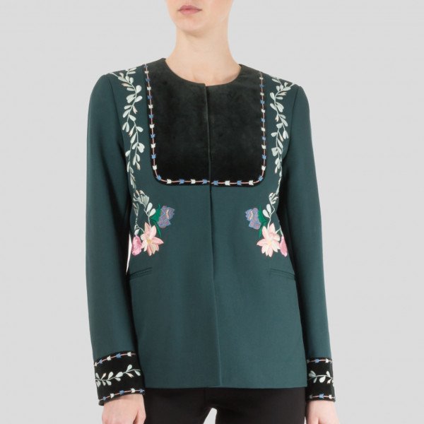 Vilshenko Rosie Embroidered Wool-Twill Jacket