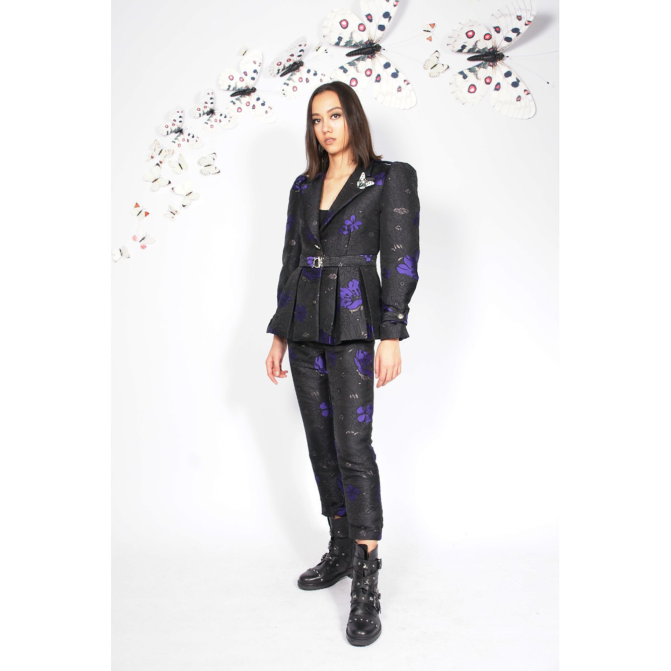 Syra J Puffed Sleeve Flower Print Blazer