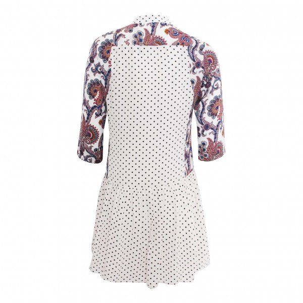 Sandro Drop Waist Dot Print Silk Dress