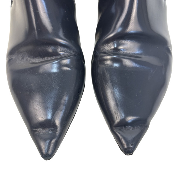 Burberry District Glossed-Leather and Knit Sock Boots