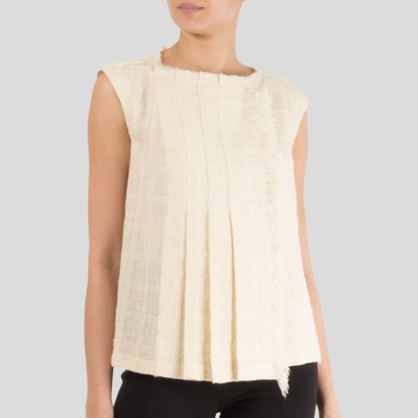 CHANEL Pleated Tweed Top
