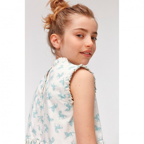 Molo Kids Charlette Dress in Mini Horse Blue