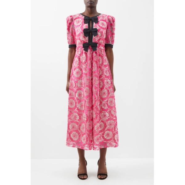 Saloni Jamie Bow Midi Dress