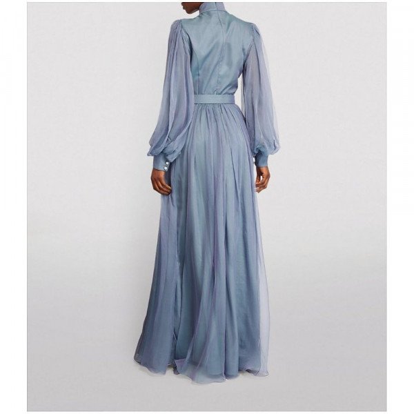 Andrew GN Silk Puff-Sleeved Gown