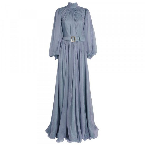 Andrew GN Silk Puff-Sleeved Gown