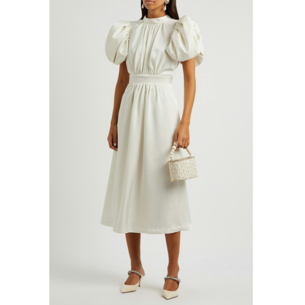 ROTATE Birger Christensen Noon Puff Sleeved Midi Dress