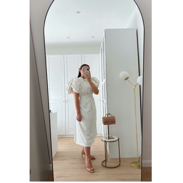 ROTATE Birger Christensen Noon Puff Sleeved Midi Dress
