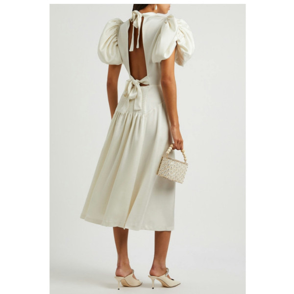 ROTATE Birger Christensen Noon Puff Sleeved Midi Dress