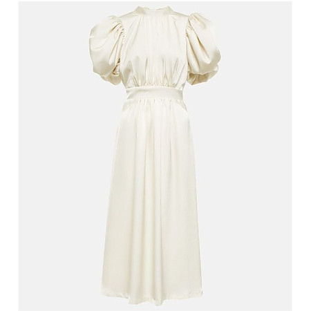 Noon floral puff-sleeve midi dress in multicoloured - Rotate