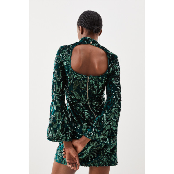 Karen Millen Velvet Sequin Woven Aline Dress