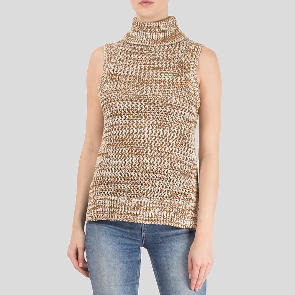 sleeveless turtleneck knit top