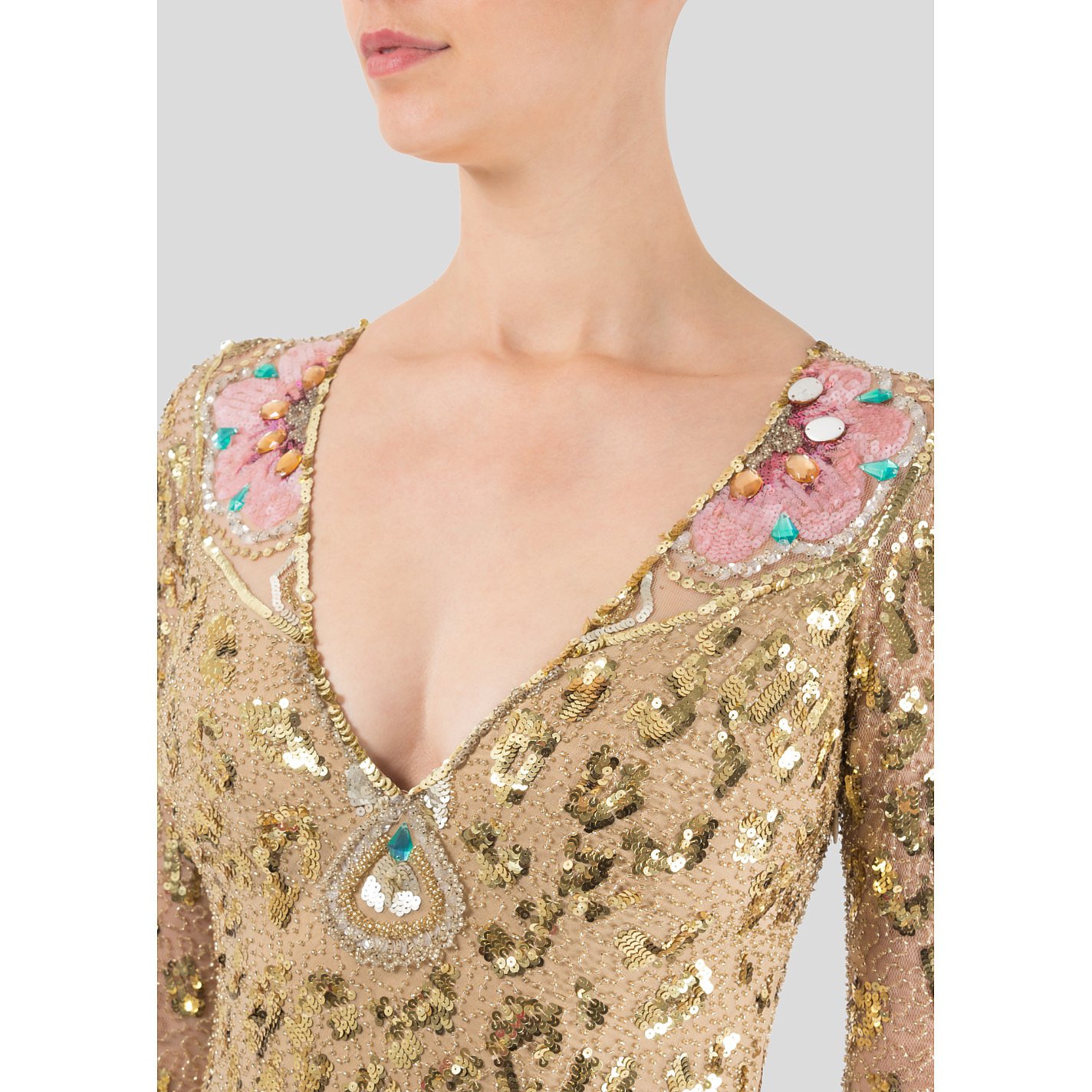 Jenny Packham Sequinned Floral Gown ...