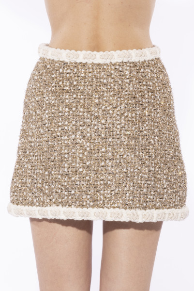 Giambattista Valli Gold tweed mini skirt with ivory trim