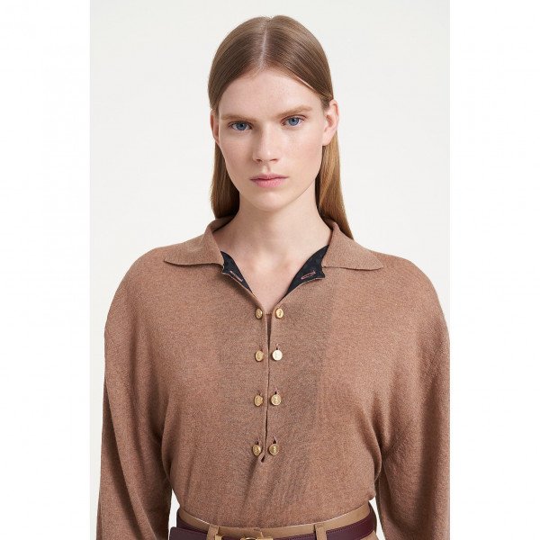 PORTS 1961 Chain Link Button Knit Top