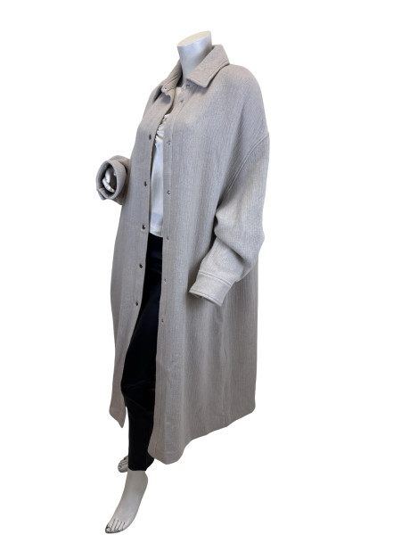 IRO Light Beige Wool-Blend Coat with Snap Buttons