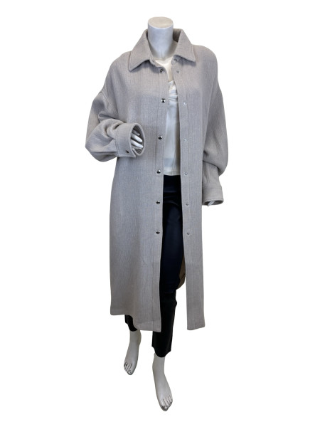 IRO Light Beige Wool-Blend Coat with Snap Buttons