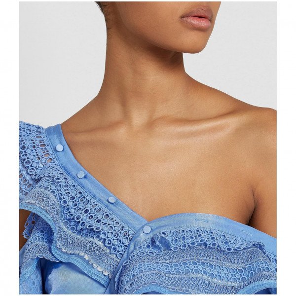 Self-Portrait One-Shoulder Lace Blouse