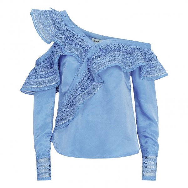 Self-Portrait One-Shoulder Lace Blouse