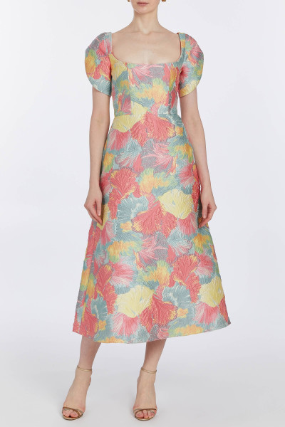 Markarian NY Astrid Sherbet Brocade Midi Dress