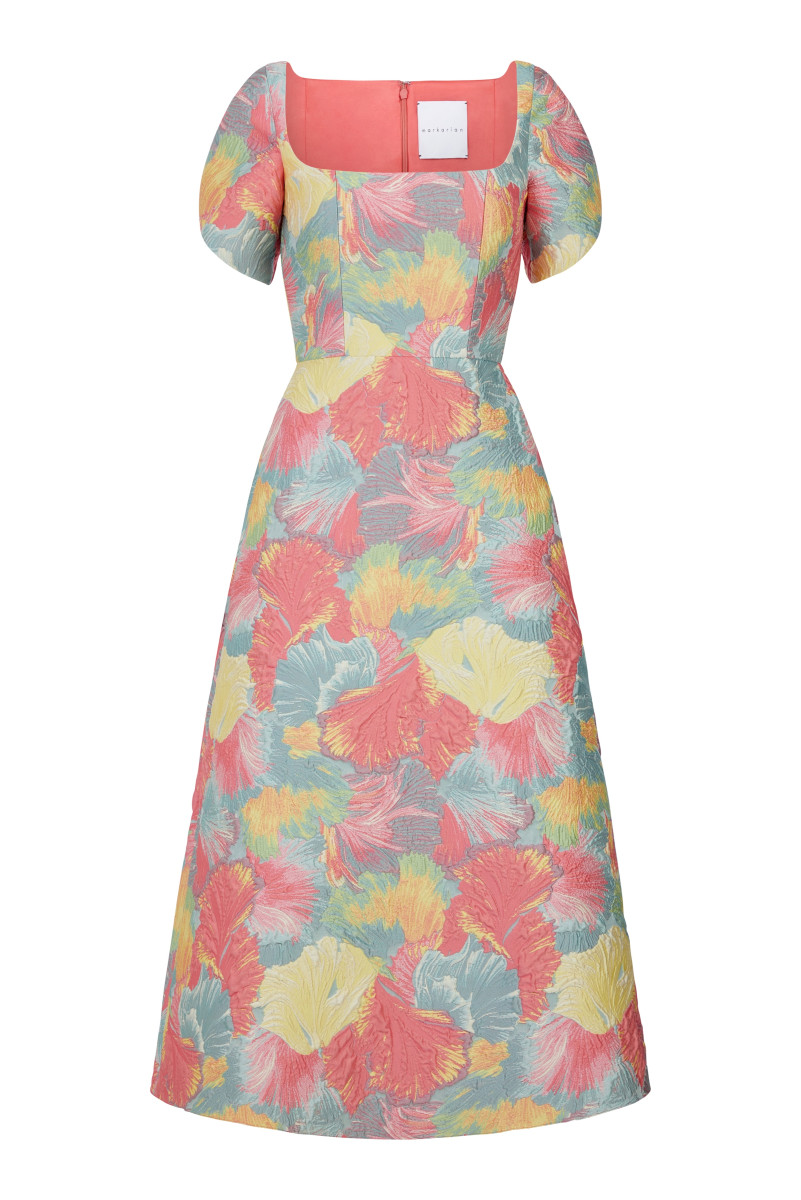 Markarian NY Astrid Sherbet Brocade Midi Dress