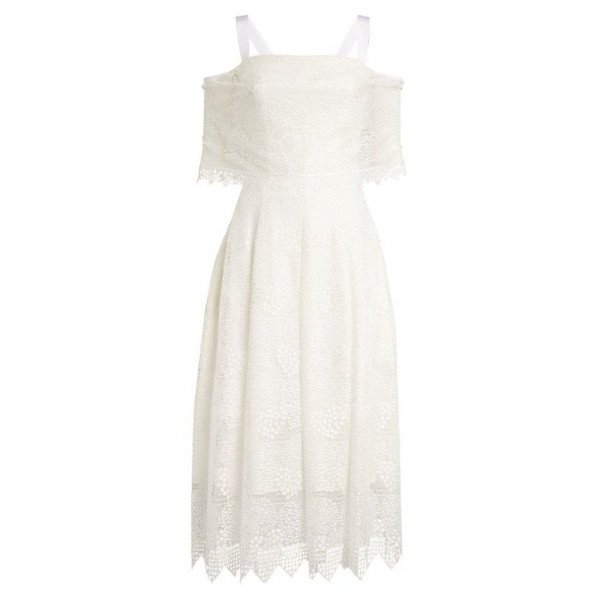 Talbot Runhof Lace-Embroidered Midi Dress