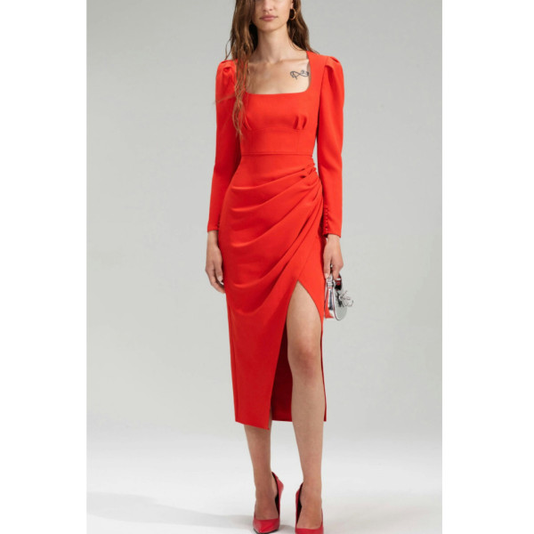 Self-Portrait Crepe Midi Dress