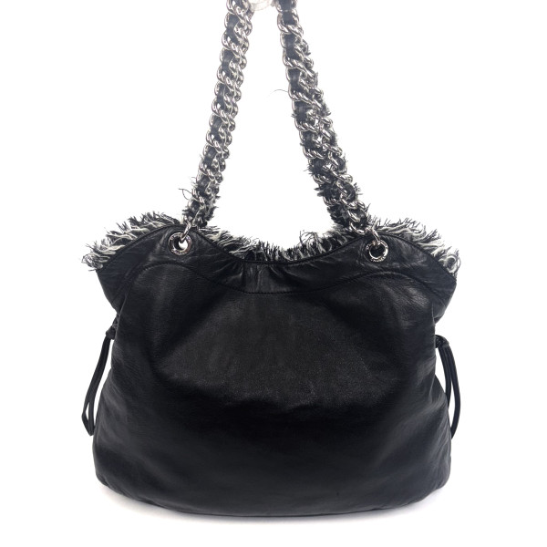CHANEL Tweed Lambskin Bon Bon Drawstring Tweedy Tote