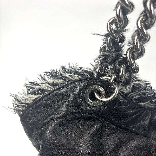 CHANEL Tweed Lambskin Bon Bon Drawstring Tweedy Tote