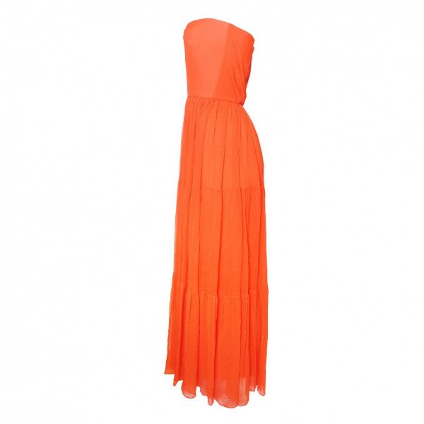 Emilio De La Morena Crickled Chiffon Gown