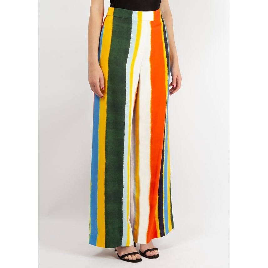 Tory Burch Fiona Striped Wide Leg Trousers