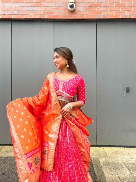 Boutique Red Banarasi Lehenga