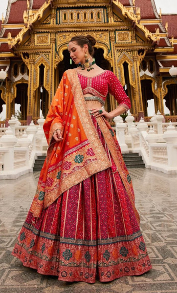 Boutique Red Banarasi Lehenga