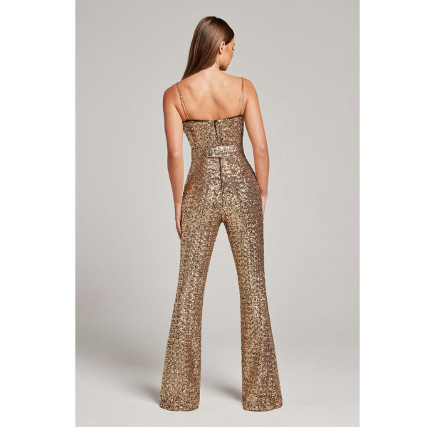 Nadine Merabi Lucinda Gold Jumpsuit