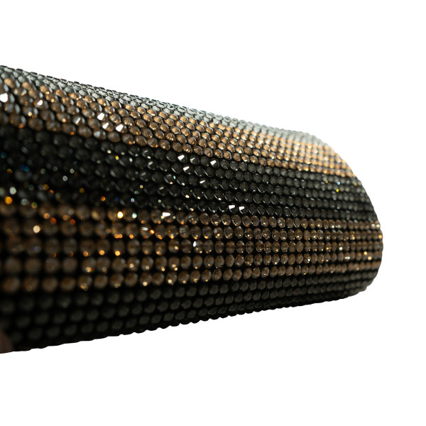 Atelier Swarovski Grey and gold crystal stripe barrel clutch