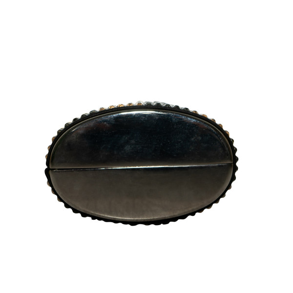 Atelier Swarovski Grey and gold crystal stripe barrel clutch