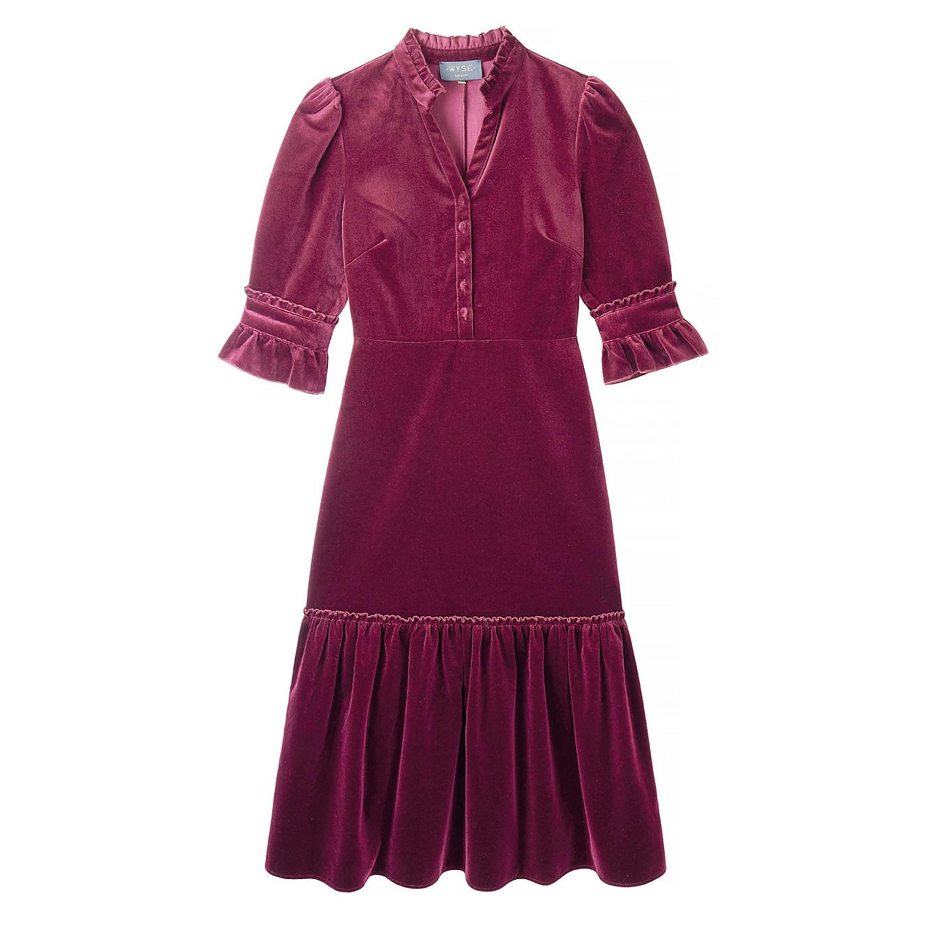 Wyse London Isobel Velvet Dress In Cranberry