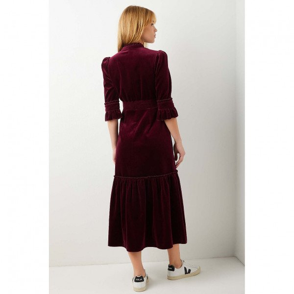 Wyse London Isobel Velvet Dress In Cranberry