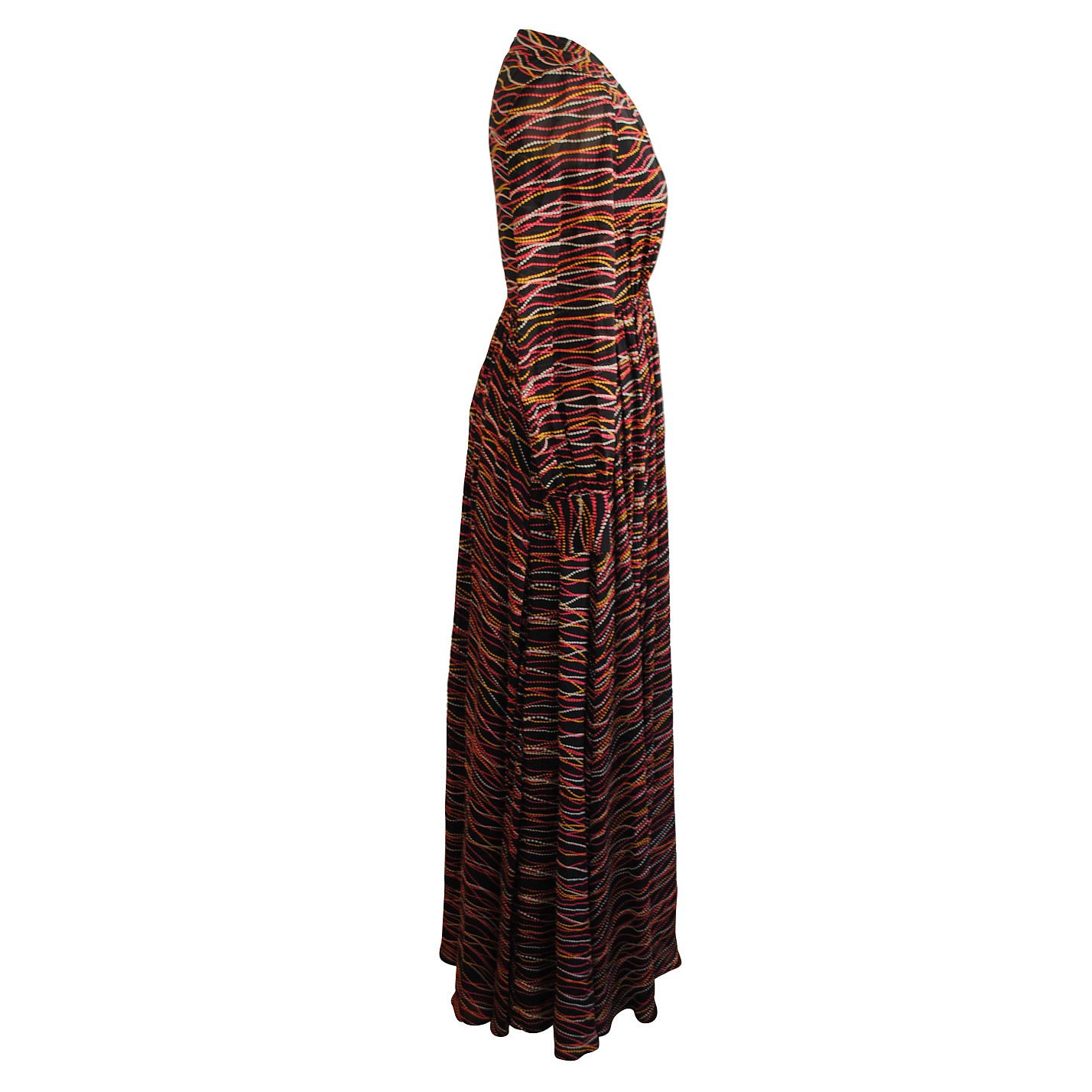 Dhela V-Neck Printed Silk Gown
