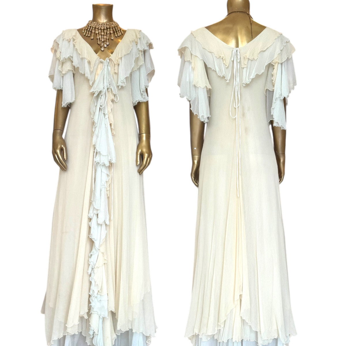 Gina Fratini 1970s Long Ethreal Frill Dress