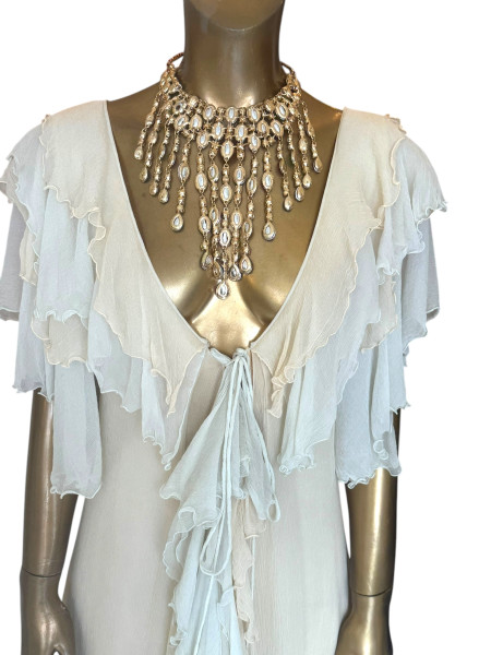 Gina Fratini 1970s Long Ethreal Frill Dress