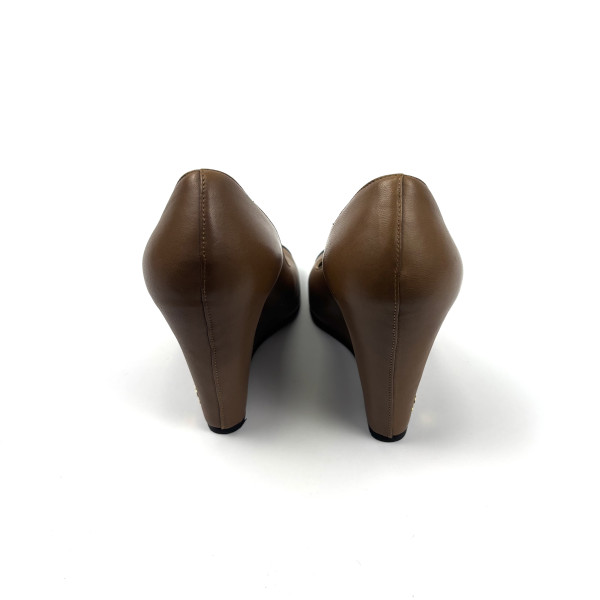 CHANEL Two-Tone Leather Wedge Pumps