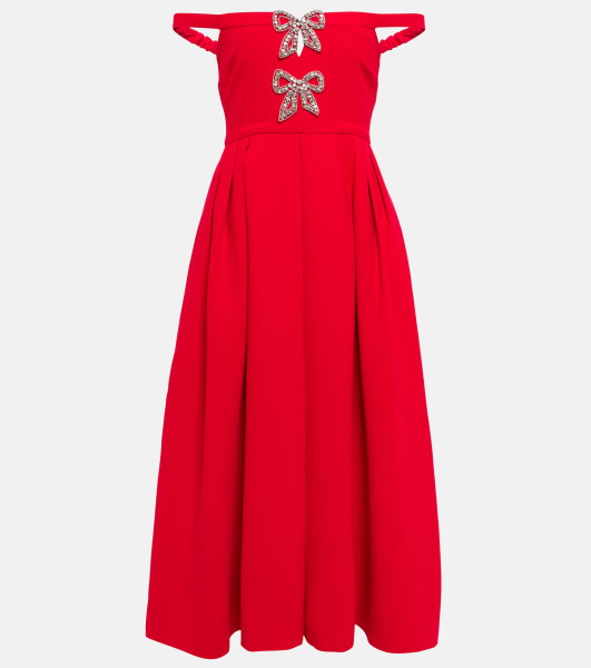 Self-Portrait Bow Embellished Midi Dress