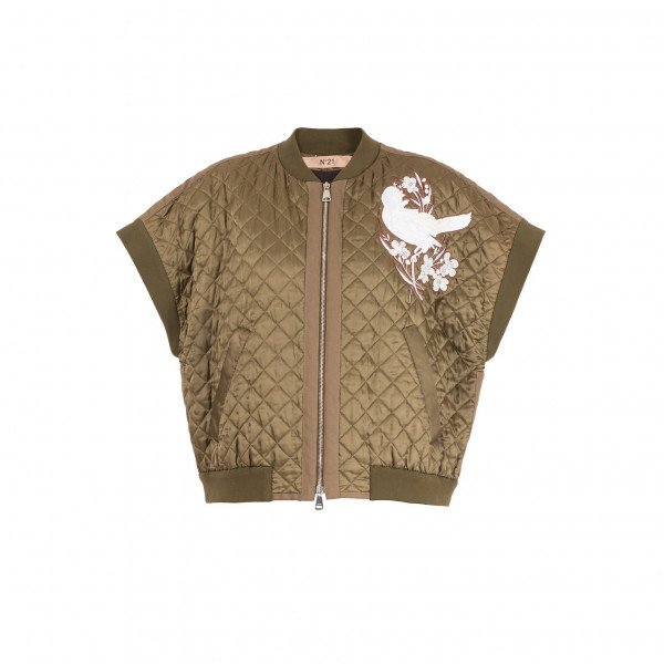 No.21 Quilted Bomber Gilet With Embroidery