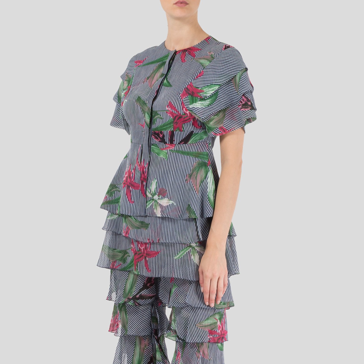 Starsica Short Sleeve Jungle Print Blouse