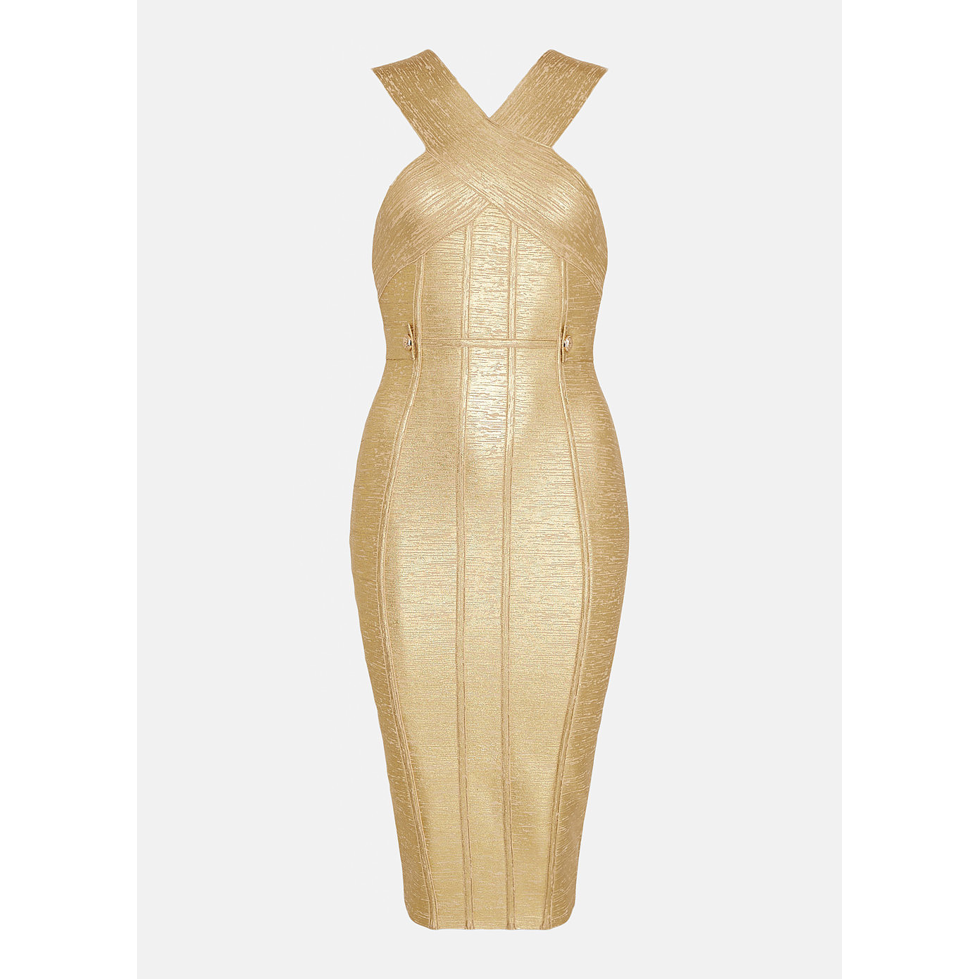 Karen Millen Foiled Bandage Knit Midi Dress